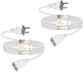 10FT White Lightweight Extension Cord 125V 10A ETL Listed (2 Pack) by UVTaoYuan