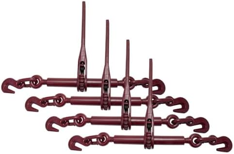 (4 Pack) Mytee Products 5/16"-3/8" Heavy Duty Ratchet Chain Binder w/Grab Hooks 5,400 Lbs Working Load Limit | Tie Down Hauling Chain Binders for Flatbed Truck Trailer by MyteeProducts