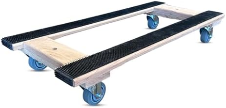 Made in USA Premium Solid Oak Furniture Dolly - 18"x40" H-Frame w/Non-Slip Grip, 3.5" Non-Marking Wheels, Heavy-Duty 1000 lbs Capacity (18"x40" Solid Oak Dolly) by CasterHQ
