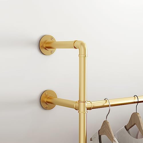 ORSENIGO Industrial Pipe Clothing Rack, Heavy Duty Metal Clothes Rack with Double Rods for Hanging Clothes, Wall Mount Space-Saving Garment Display Rack - Image 4