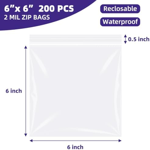 Yotelab Small Plastic Zip Bags, 6x6 In Clear Resealable Jewelry Bags 200Pcs - Image 2