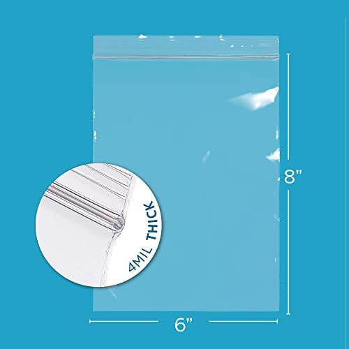 GPI 6" x 8" Zip Bags, 100 Pack, 4 Mil Heavy Duty, Reclosable, for Packaging - Image 2