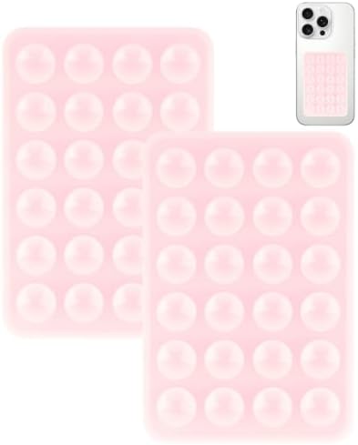 Yojaro 2 Pack Silicone Suction Phone Case Mount, Silicon Adhesive Smartphones Stand Sticky, Non Slip Suction Cup, Hands-Free Phone Accessories Holder for Selfies and Videos Light Pink by Yojaro