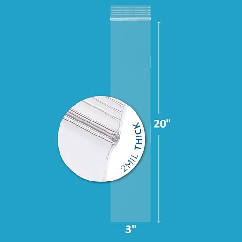 3" x 20" Zip Bags, 1000 Pack, 2 Mil, Reclosable for Incense Packaging, GPI - Image 2