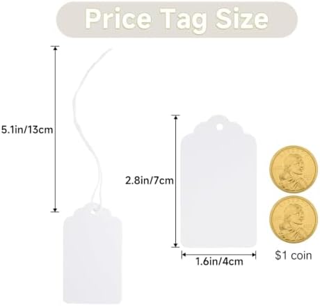 joycraft 200Pcs Gift Tags with String Attached 2.8x1.6 in White Price Tags - Image 2