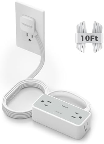 TESSAN Extension Cord 10 FT, Power Strip with 900J Surge Protection, Grey by TESSAN