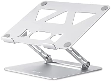 Aoviho Adjustable Laptop Stand for Desk,Portable Laptop Stand Holder and Riser,Foldable Aluminum Notebook Computer Stands for MacBook Air Pro HP Lenovo Dell Samsung Chromebook, 10-15.6 inch, Silver by Aoviho