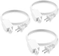 PLUGTUL Indoor Extension Cord 3 FT | 2 Prong White Extension Cord, 3 Polarized Outlets with Safety Cap Protect for Home Office, 16/2 SPT-2 ETL Listed, 3 Pack by PLUGTUL