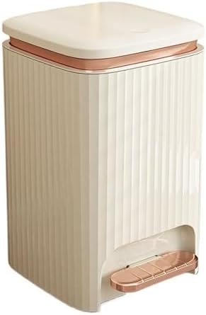9/12 Liter Smart Square Plastic Trash Can with Double Opening Lid and Pressure Ring Ideal for Living Room Bedroom Kitchen or Bathroom Cream White Modern Design and Durabi by Unknown