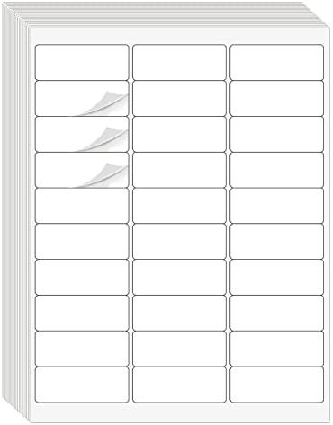 1" x 2-5/8" Address Labels 1500 Labels Sticker Paper for Laser/Ink Jet Printer mailing Labels 8.5"×11" White 30 per Sheet by Batrical