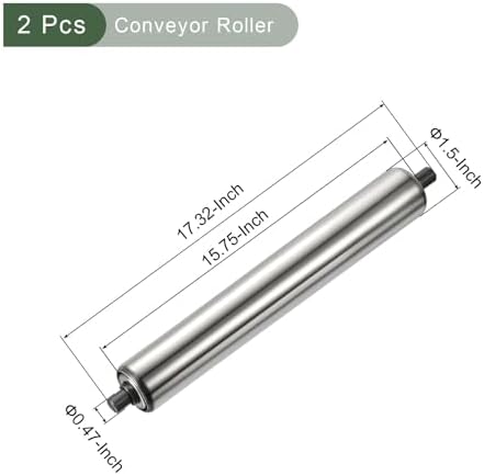 YOKIVE 2 Pcs Conveyor Roller, Stainless Steel Roller Replacement | Smooth Movement, Great for Factories, Warehouses Use(Silver, 1.5 Inch Dia, 16 Inch Length) - Image 2