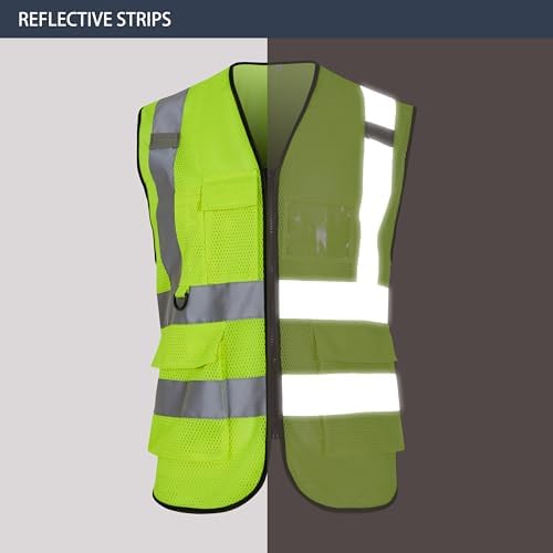 Reflective Safety Vest for Men Women 6 Pockets High Visibility Construction - Image 3