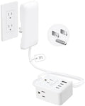 3FT Short Extension Cord with Outlet Cover, 3 Outlets and 4 USB Ports by NUTICT