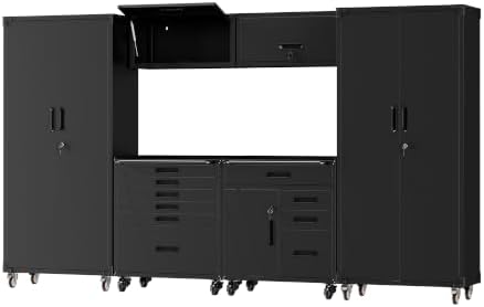 6-Piece Garage Storage Cabinets System Heavy Duty Workshop Set by FLIXELIO