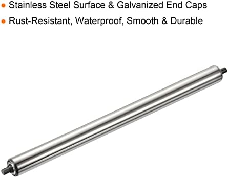 PATIKIL Conveyor Roller 1.5" Diameter 24" Length, Stainless Steel Gravity Transmission Replacement Part Galvanized End, Silver - Image 3