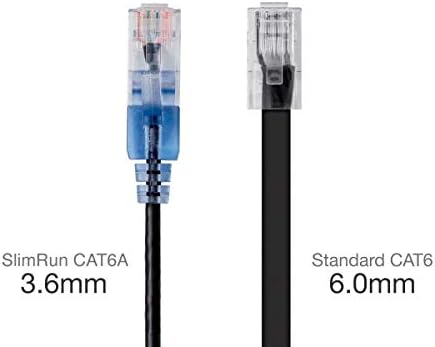 Monoprice Cat6A Ethernet Patch Cable - RJ45, Stranded, STP, 5-Pack, 36AWG, 0.5 Feet, Black - SlimRun Series - Image 3