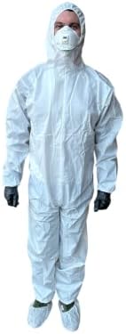 keebomed Hazmat suit, Chemical Protective Coverall, Category III, Type A, Microporous,Hood, Elastic Wrists and Ankles, Zipper - Image 2