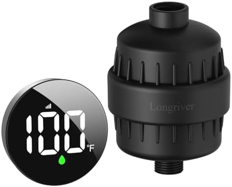 Longriver Tem8 Shower Filter Fixture with Temperature Display by DesignedforaSpa-LikeShower
