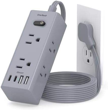 One Beat 5Ft Extension Cord with Multiple Outlets,Flat Plug Power Strip by OneBeat