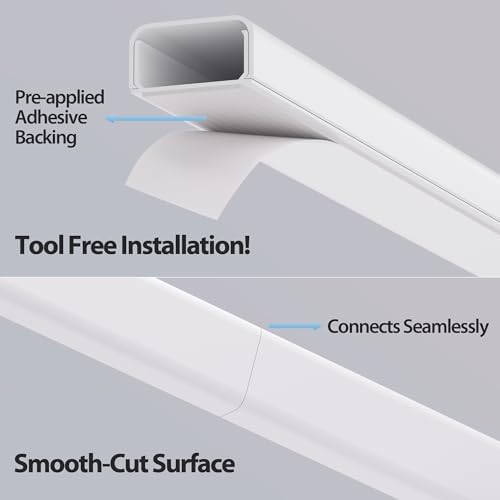ZhiYo 66" Cord Covers for Wires on Wall, White Cord Hider, 1.2" W x 0.7" H - Image 3