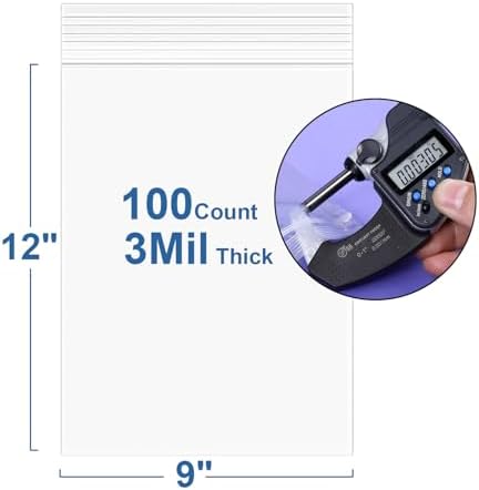 100Pcs 9"x12" Thick 3Mil Clear Reclosable Zip Seal Lock Plastic Poly Bags - Image 2