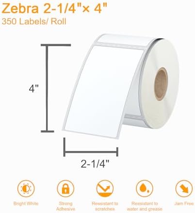 4200 Pcs Labelebal 3-Proof 1" Core 12 Rolls 2-1/4" x 4" Direct Thermal Label Multipurpose Shipping Address Mailing Barcodes Labels Compatible for Zebra 2844 & Rollo Desktop Label Printer - Image 3