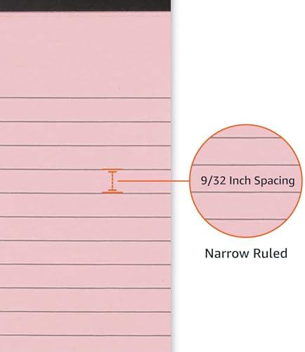 Amazon Basics Narrow Ruled Writing Pads, Perforated, 5" x 8", Multicolor, 50 Sheets (Pack of 72) - Image 3