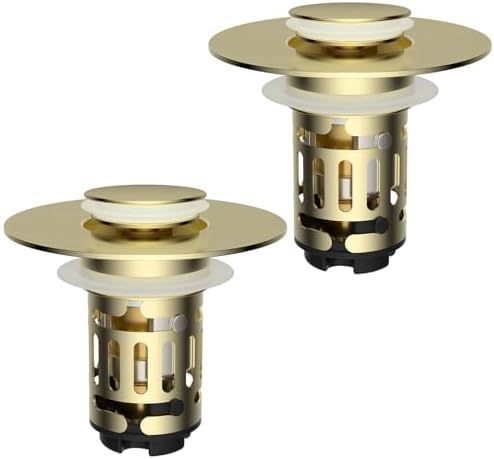 Hibbent 2 PCS Upgraded 3 in 1 Bathroom Sink Drain Strainer, Pop Up Stopper by Hibbent