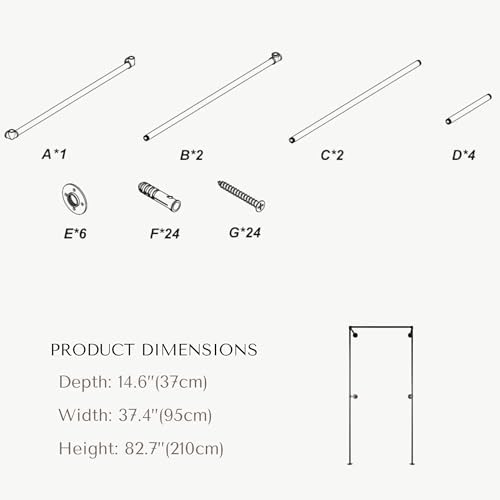 Industrial Pipe Clothing Rack, Wall Mounted Clothes Rack, 37.4", 1 Rod - Image 6