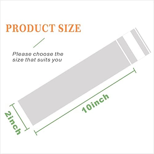 100 pcs 2" x 10" Long Clear Resealable Cellophane Bags Self Sealing Treat Bags Cookie Bags with Adhesive Flap Gift Wrap Poly Bags Plastic Packaging 1.4 mil - Image 2