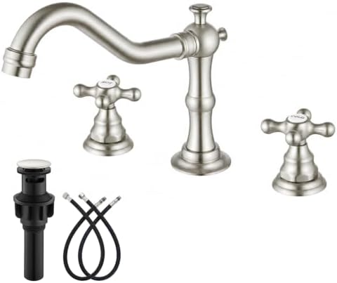gotonovo Bathroom Faucet 3 Hole Vintage, Brushed Nickel, Hot Cold Label by HOME