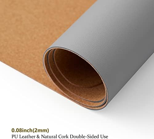 Cork Desk Mat - Dual-Sided Desk Pad for Office and Home - Desk Organization and Accessories - Ideal for Large Mouse Pad and Desk Mats on Top of Desks(Gray,80cmx 40cm) - Image 3