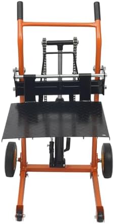 Hydraulic Material Lift Winch Stacker, Pallet Truck Dolly, Adjustable Stacker Fork Lift, 577 Lbs 36" Max Lift with 9" Casters & Straps, Removable Lifting Platform for Warehouse Factory Workshop - Image 5