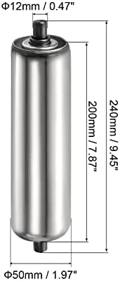 PATIKIL Conveyor Roller 2" Diameter 8" Length, Stainless Steel Gravity Transmission Replacement Part Galvanized End, Silver - Image 2
