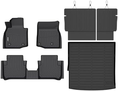 GINOWY- Floor Mats & Cargo Liner for Mazda CX50 Hybrid 2025 2026, TPE All Weather Mats Floor Liners CX-50 2025 Waterproof Non-Slip Trunk Mat CX50 Automotive Accessories Mats Black by GINOWY