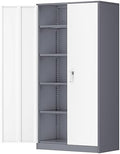 Greenvelly Metal Garage Storage Cabinet, 72" Locking Metal Cabinet with 2 Doors and 4 Adjustable Shelves, Lockable File Cabinet for Home, Office, Garage (36" W x 18" D) by Greenvelly