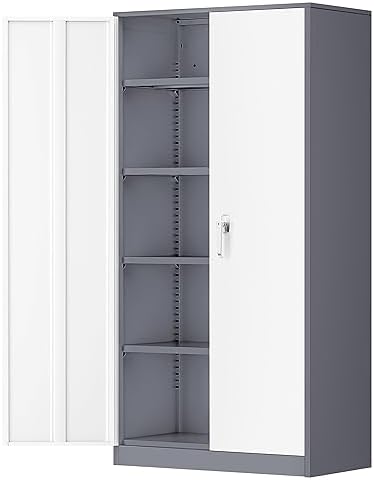 Greenvelly Metal Garage Storage Cabinet, 72" Locking Metal Cabinet with 2 Doors and 4 Adjustable Shelves, Lockable File Cabinet for Home, Office, Garage (36" W x 18" D) by Greenvelly