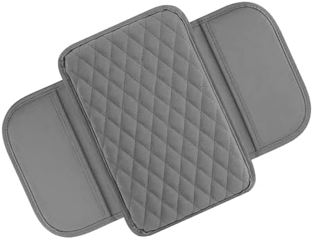 Center Console Cover, Armrest Cushion with 2 Storage Bags, Microfiber Leather Waterproof Pad for Car SUV Truck, Universal Interior Accessories (Gray) by Unknown