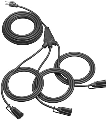 DEWENWILS 40FT (22'+6'*3) Outdoor Extension Cord 1 to 3 Splitter, Black by DEWENWILS
