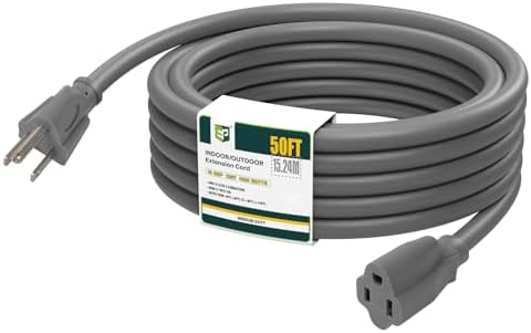 EP 50 FT Outdoor Extension Cord, 16/3 SJTW Heavy Duty Grey, ETL Listed by ENERGYPRO