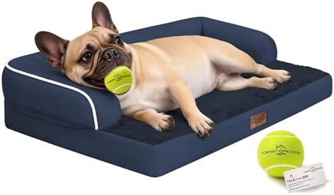 Comfort Expression Washable Dog Bed with Bolster for Medium to Large Dogs by ComfortExpression