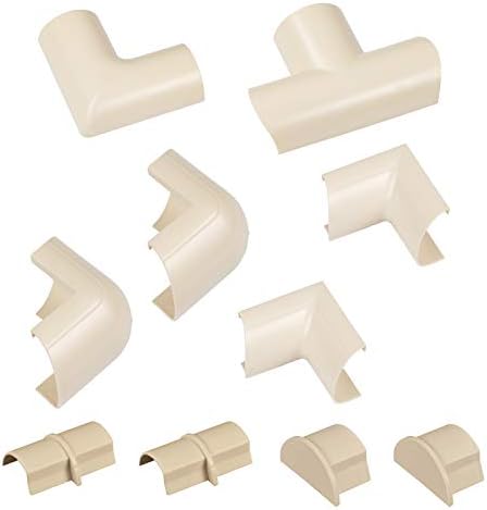 D-Line Medium Cable Raceway Accessory Pack, Join 1.18in x 0.59in Cord Cover Lengths, 10 Accessories Included, Hide Cords Around a Variety of Angles - Beige by D-LineUSAinc