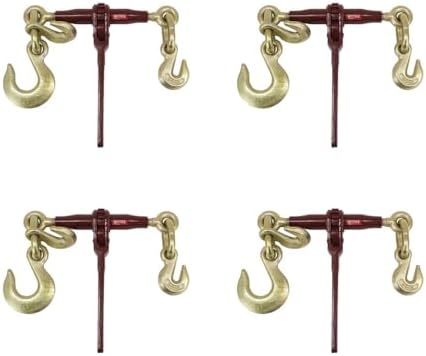 Heavy Duty Specialty Pro Ratchet Load Chain Binder w/Grab Hook & Slip Hook | 1/2" Grab Hook & 5/8" Slip Hook - 1/2" Grab Hook | 15,000 Lbs Load Limit | Chain Binders for Flatbed Truck Trailer 4 Pack by MyteeProducts
