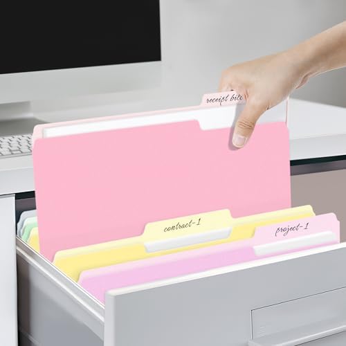 SUNEE File Folders, 100 Pack Manila File Folders 1/3 Cut Letter Size, Colored Folders,Office Organization,Folders for School,Files Paper Home and Classroom,5 Bright Color - Image 7