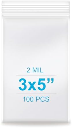 3''x 5'', (Pack of 100) 2 mil Thick Clear Plastic Reclosable Zip Poly Bags with Resealable Lock Seal Zipper for Photo, Jewelry, Bakery, Treats, Travel, Storage, Packaging & Shipping by Enbreey