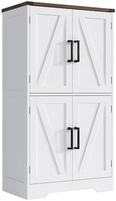 Treocho Farmhouse Bathroom Floor Cabinet with Adjustable Shelves - Image 3