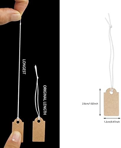 200 Pcs Price Tags, Small Tags with Elastic String, Jewelry Price Tag Writable Kraft Gift Tag for Christmas Gift Clothes Jewelry Stocking Stuffers (Brown,1.02×0.47inch) (Pack of 2) - Image 3