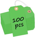 Uniclife 100 Pcs Green Blank Shipping Tags with Wire Attached 4.7 Inch Paper Tags Hang Tag with Reinforced Eyelet Large Marking Label Writable Price Inventory Label Tag, 4.7" x 2 3/8" by UnicLife