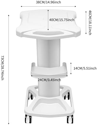 Salon Trolley Cart, 3-Tier Rolling Utility Stand, 15kg Capacity (White) - Image 2