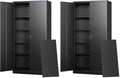 Letaya Metal Garage Storage Cabinets with Lock Door and Adjustable Shelves, Steel Tool Cabinets for Home,Office,Warehouse Organisieren (Black) (Pack of 2) by LetayaMetalCabinets